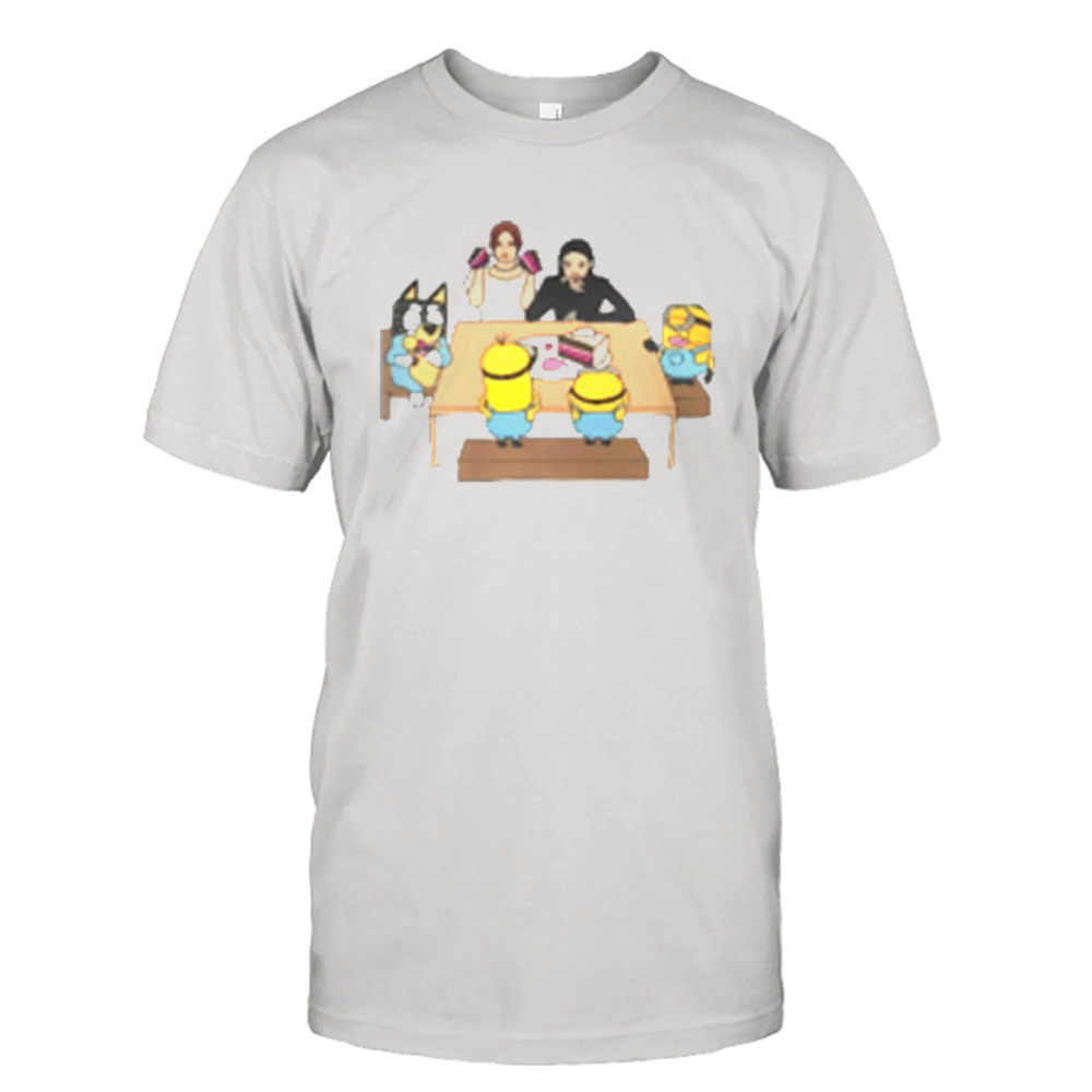 Irene And Seulgi Bandit Heeler And 3 Main Minions Sharing A Four Layer Ice Cream Cake shirt