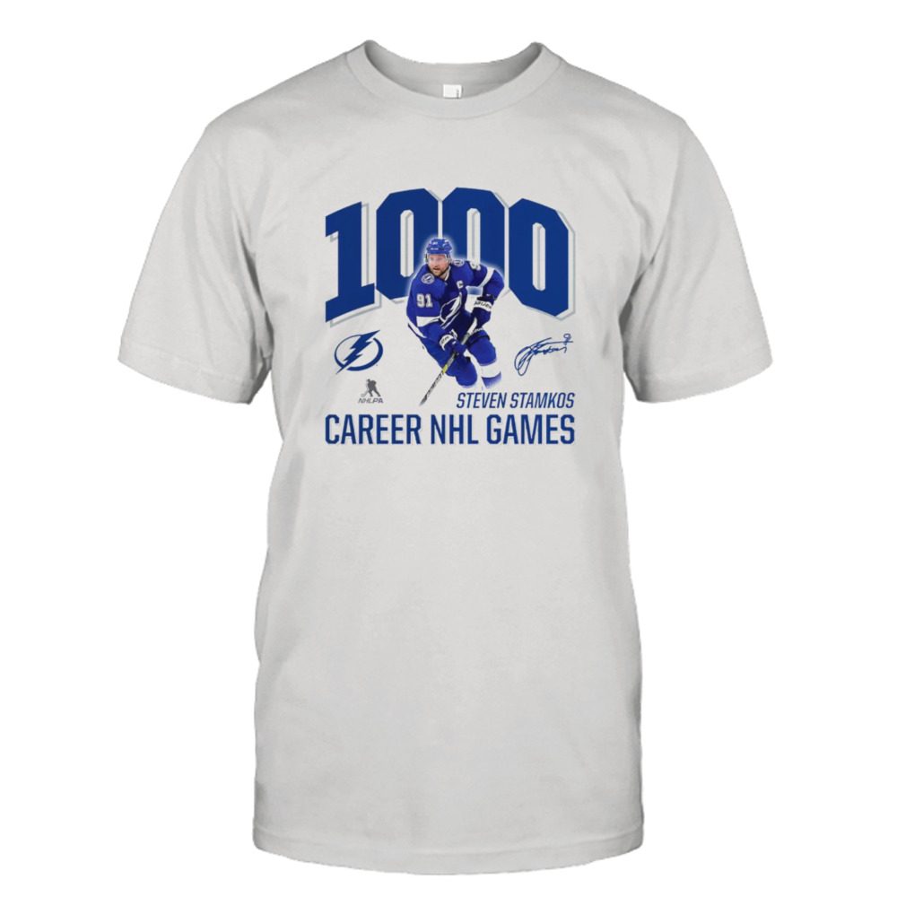 Steven Stamkos Tampa Bay Lightning 1000 Career Games signature T-shirt