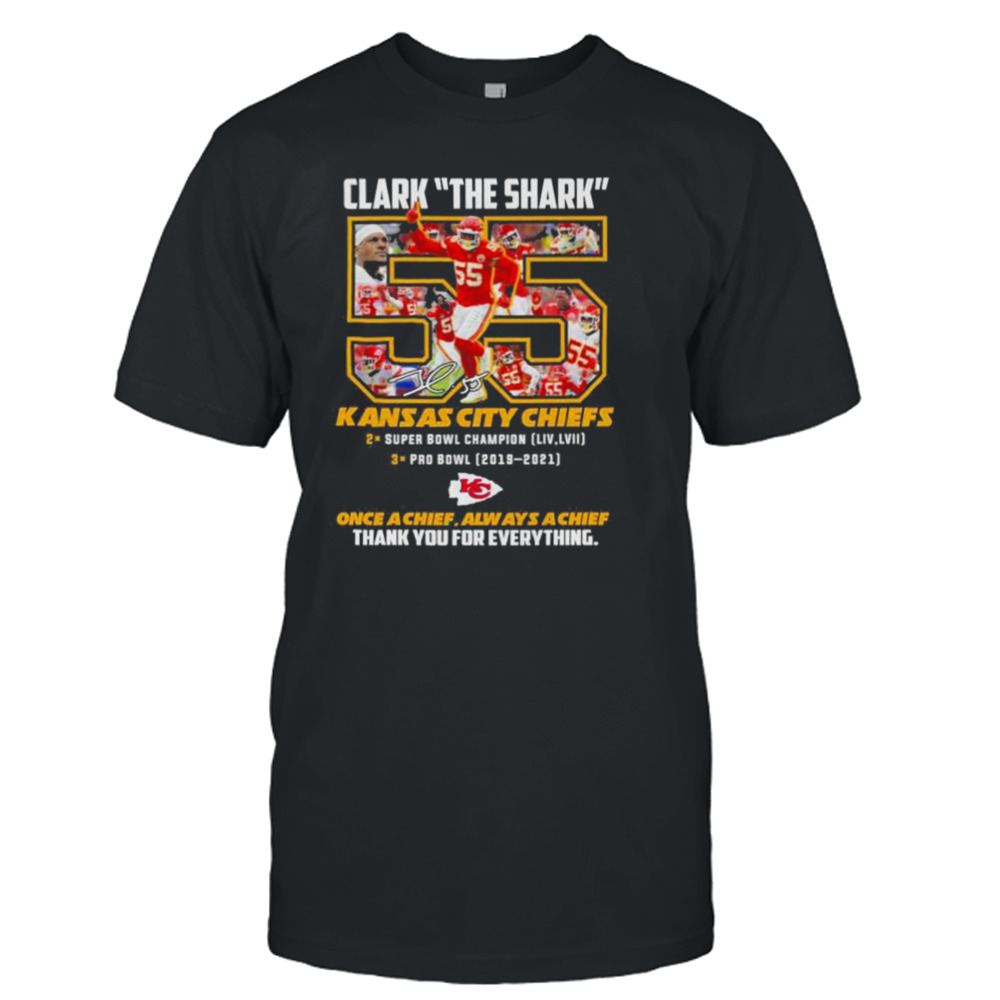 Clark The Shark 55 Kansas City Chiefs thank you for the memories shirt