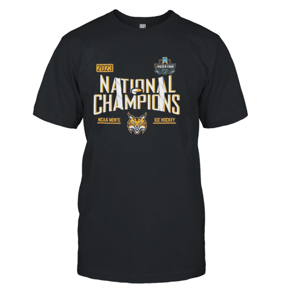 Quinnipiac Bobcats 2023 NCAA Men’s Ice Hockey National Champions Lace-Up Shirt