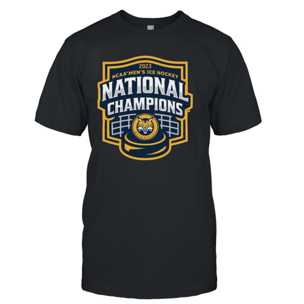 Quinnipiac Bobcats 2023 NCAA Men’s Ice Hockey National Champions shield shirt