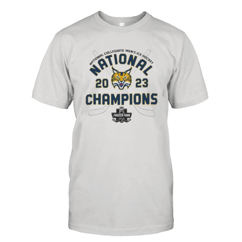 Quinnipiac Bobcats 2023 National Collegiate Men’s Ice Hockey National Champions Locker Room T-Shirt