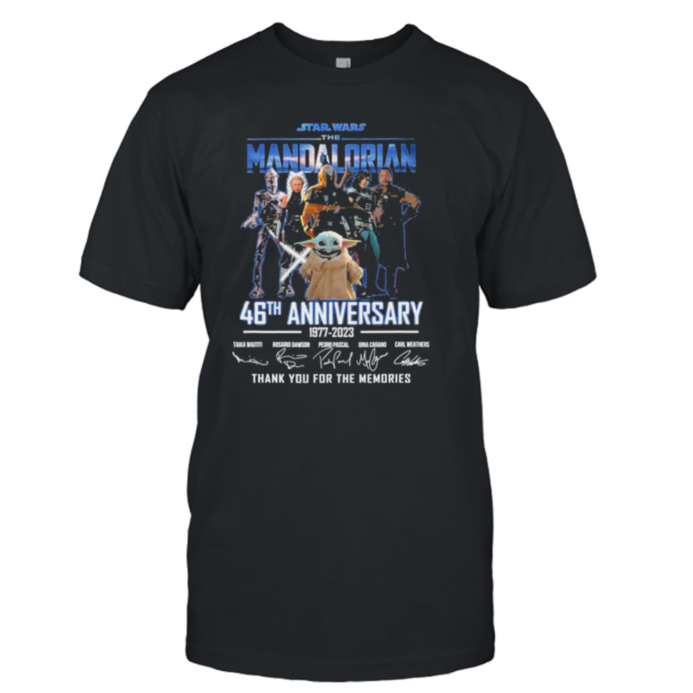 Star Wars the Mandalorian 46th anniversary 1977 2023 thank you for the memories signatures shirt