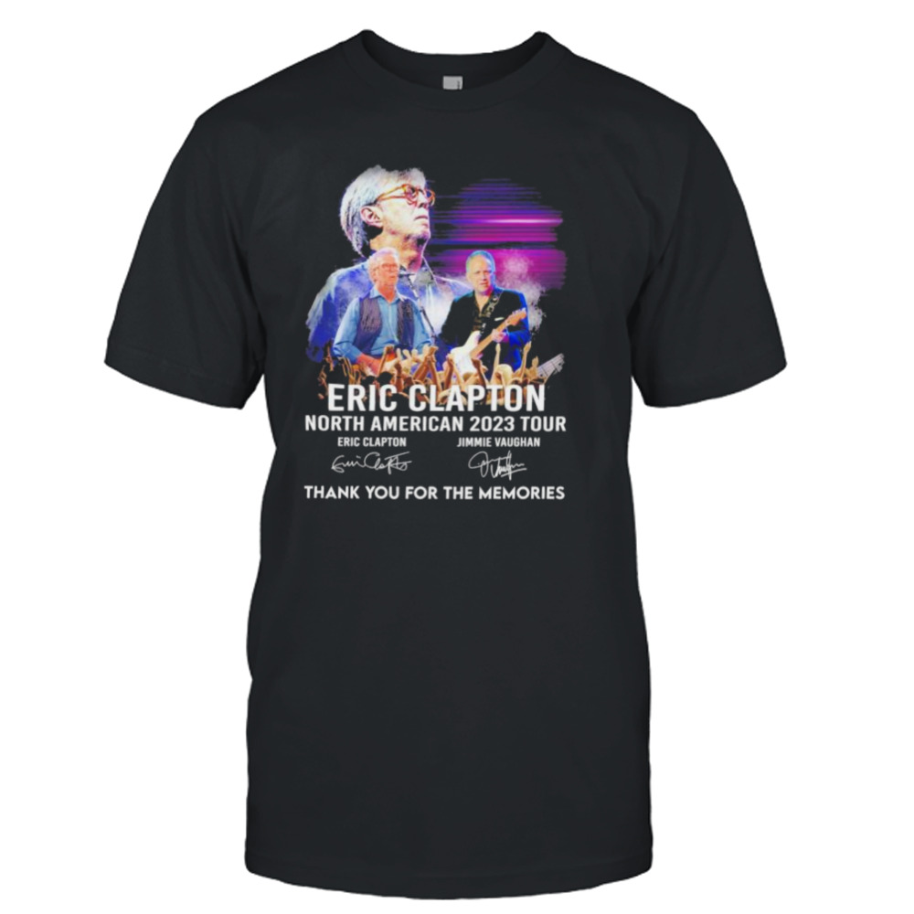 Eric Clapton North American 2023 tour thank you for the memories signatures shirt