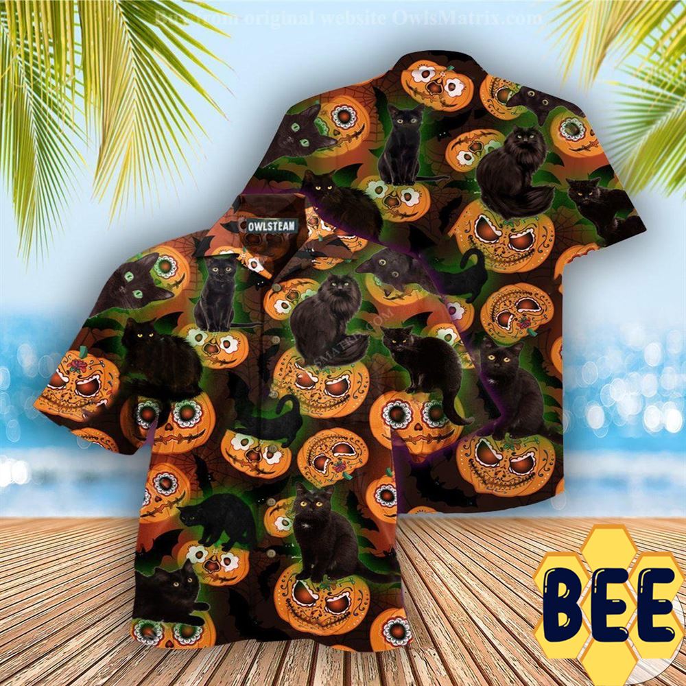 Cats Pumpkins Halloween Hawaiian Shirt-1