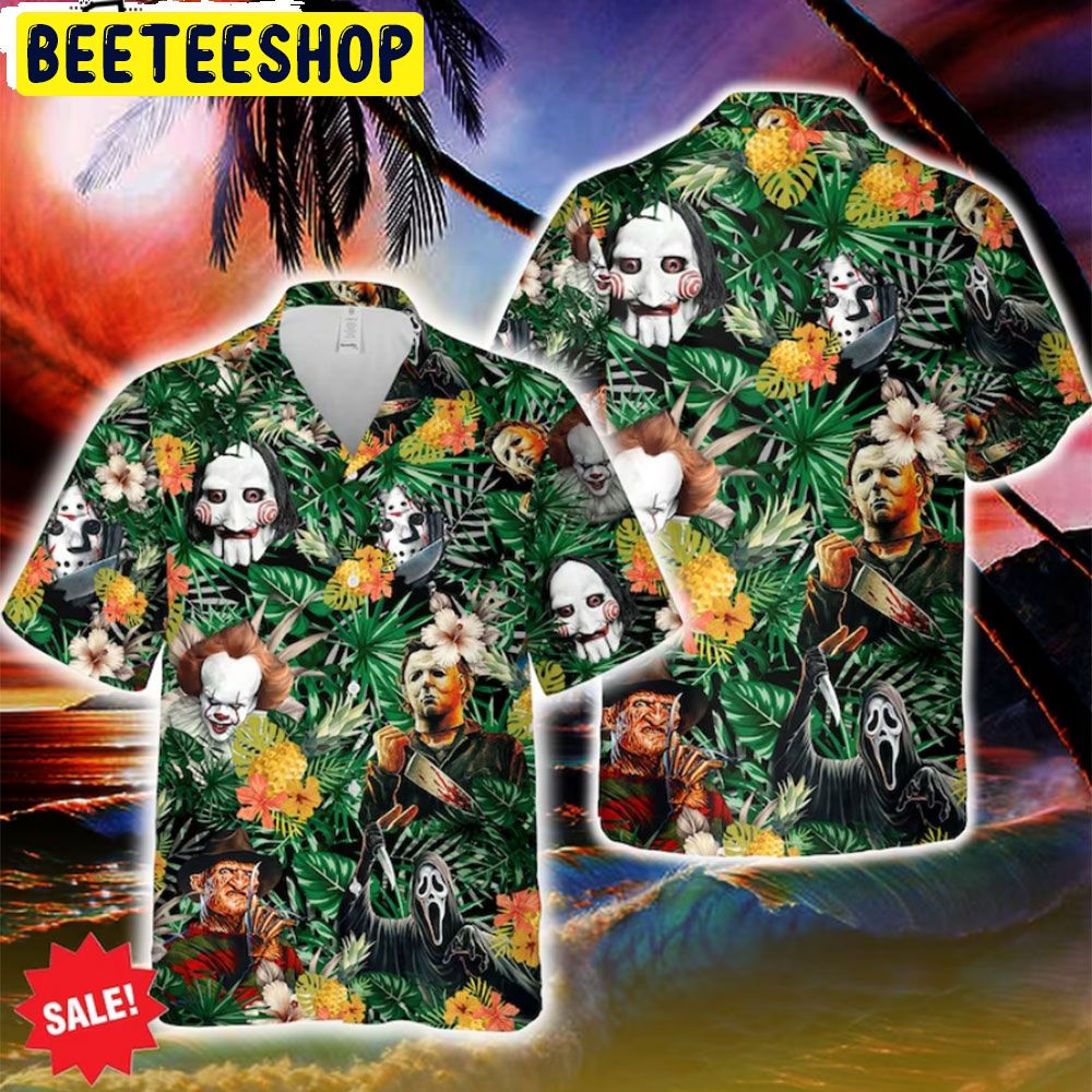 Characters Jason Voorhees Freddy Krueger Michael Myers Horror Halloween Hawaiian Shirt