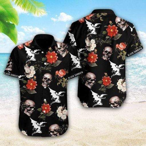 Check Out This Awesome Black Sabbath Skull Tropical Hawaiian Shirt