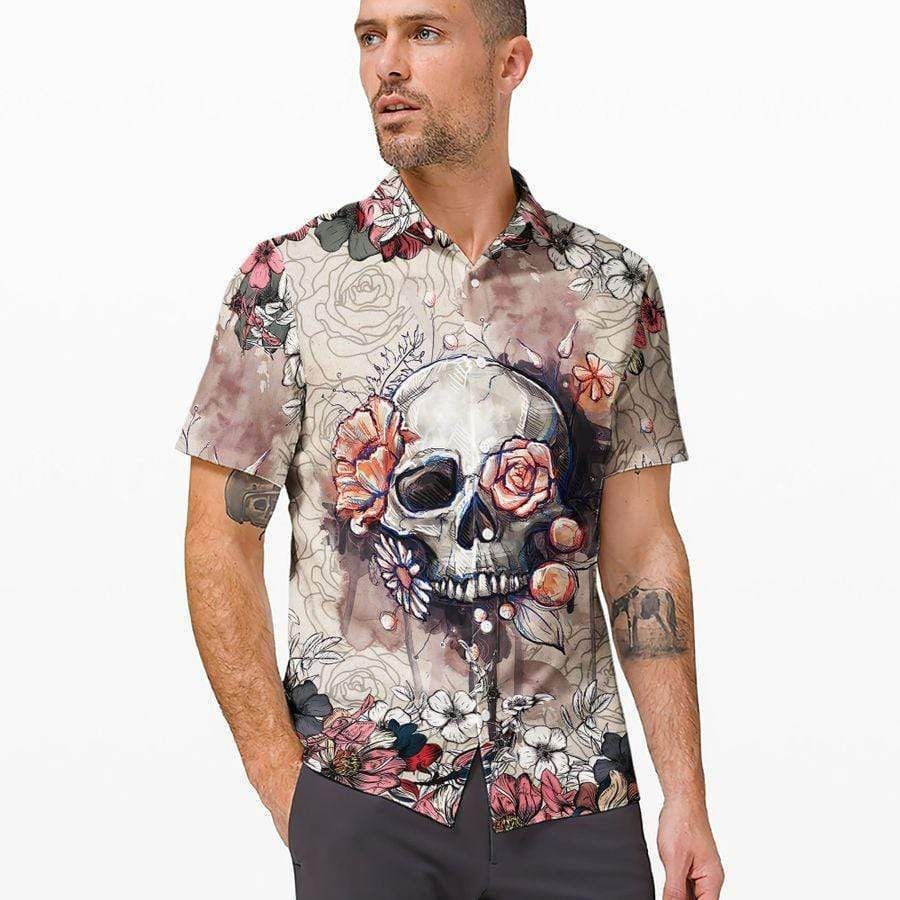 Check Out This Awesome Hawaiian Aloha Shirts Skull Flower