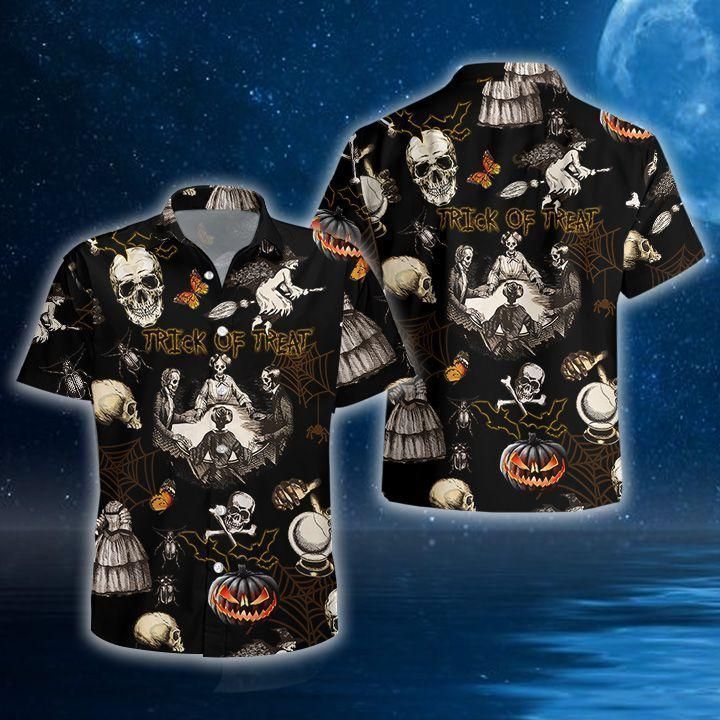 Check Out This Awesome Skull Halloween Hawaiian Shirt