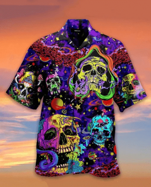 Check Out This Awesome Toxic Skull Life Is Colorful Hawaiian Unisex Aloha Shirt