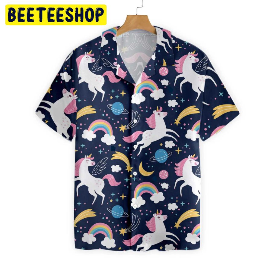 Cheerful Unicorn Trending Hawaiian Shirt-1