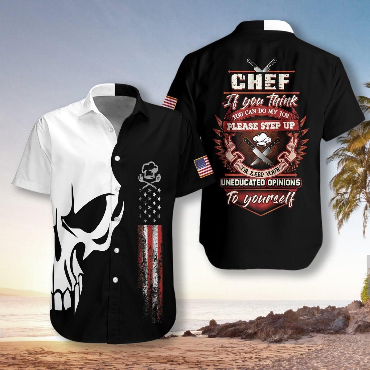 Chef Proud Skull Aloha Hawaiian Shirt Colorful Short Sleeve Summer Beach Casual Shirt