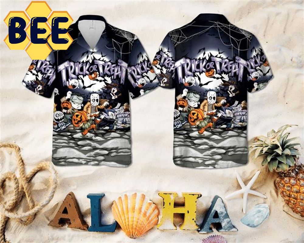 Chibi Horror Characters Halloween Hawaiian Shirt-1