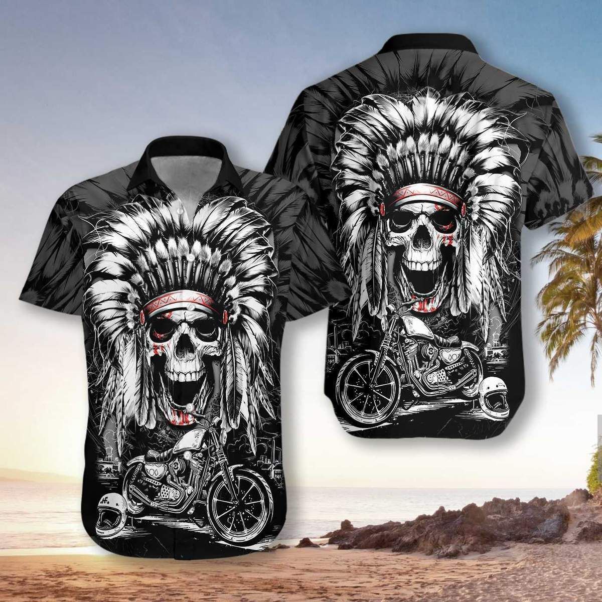 Chief Skull Motorcycle Unisex Hawaiian Shirt Unisex Adult Hw2566-1