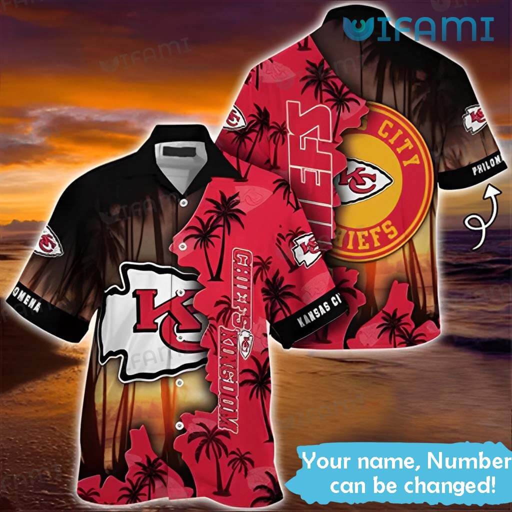 Chiefs Hawaiian Shirt Big Logo Coconut Tree Custom Name Kansas City Chiefs Gift