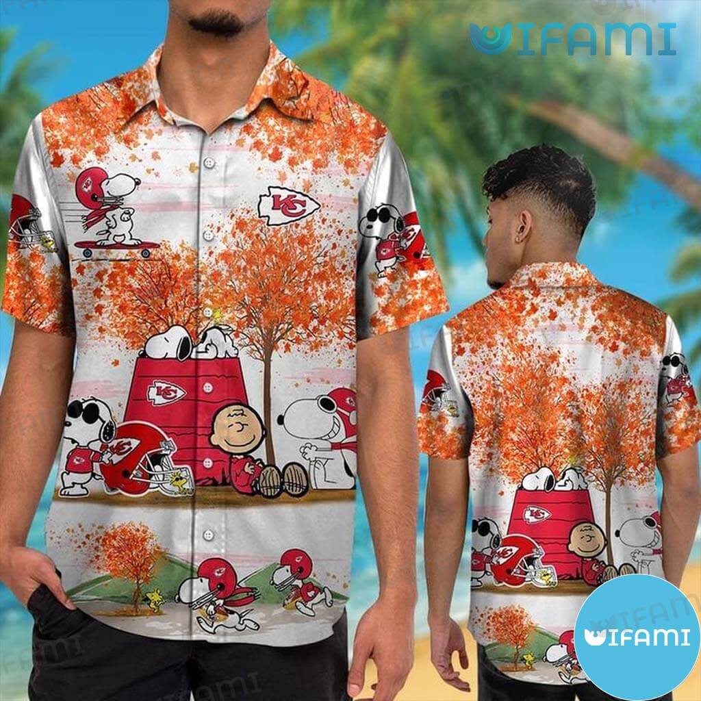 Chiefs Hawaiian Shirt Charlie Snoopy Woodstock Fall Tree Kansas City Gift