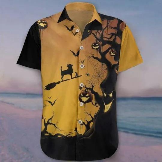 Chihuahua Scary Tree Halloween Hawaiian Shirt Chihuahua Aloha Shirt