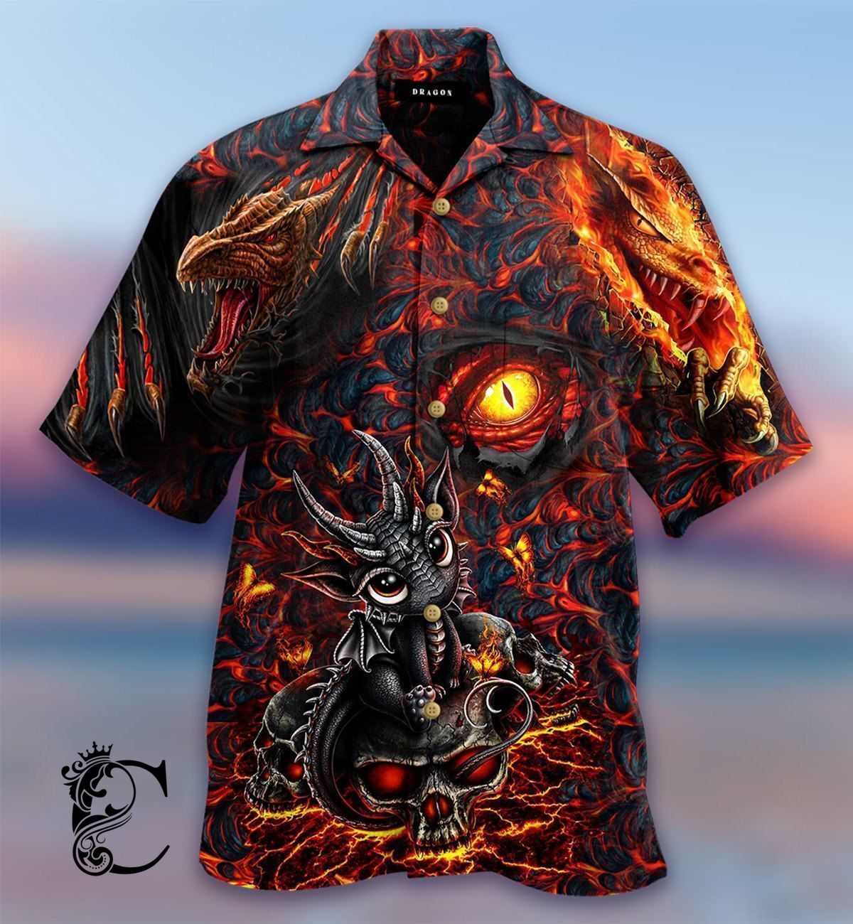 Chillicothemall Dragon Skull Lava Hawaiian Shirt