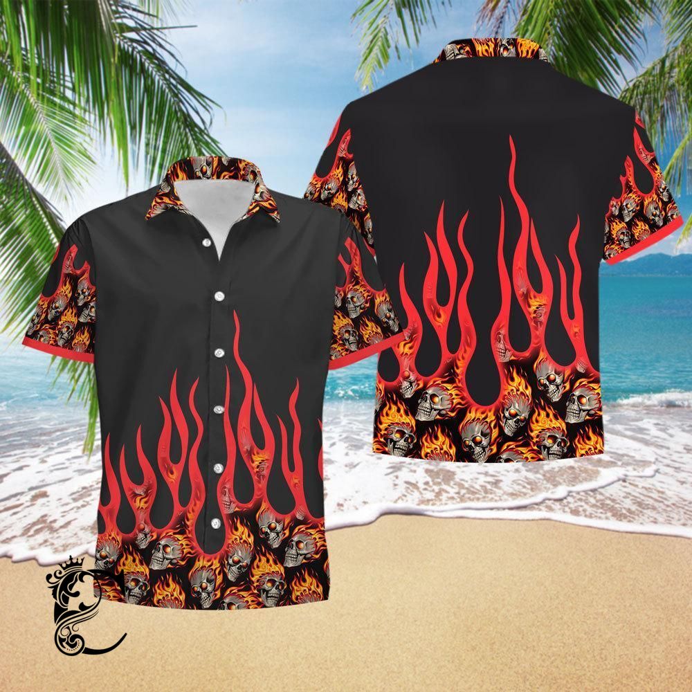 Chillicothemall Fire Skull Hawaiian Shirt