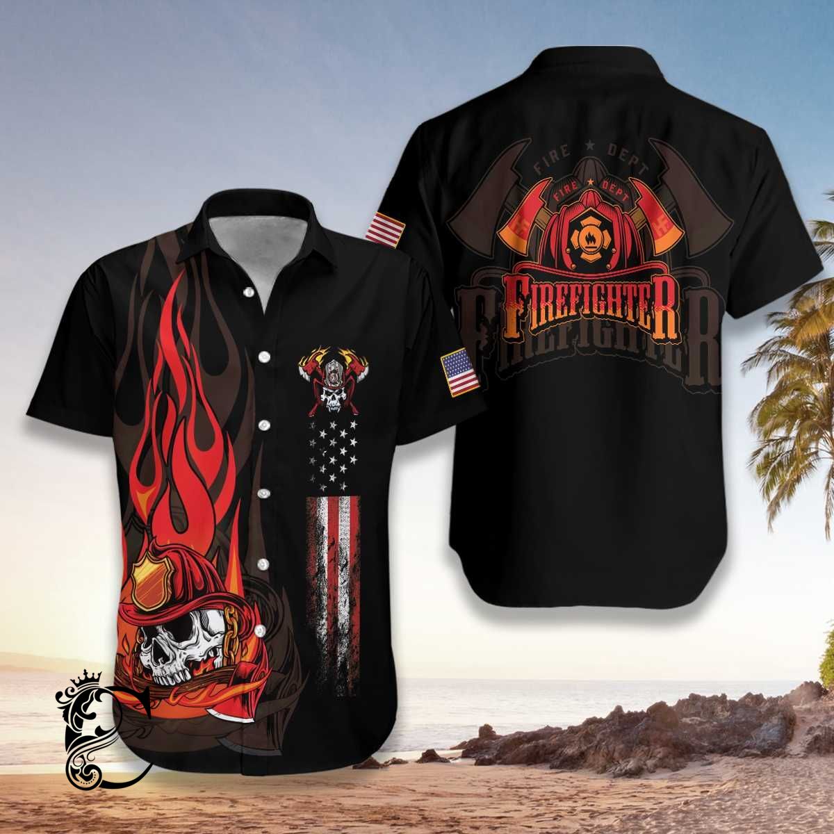 Chillicothemall Firefighter Skull Flame Hawaiian Shirt