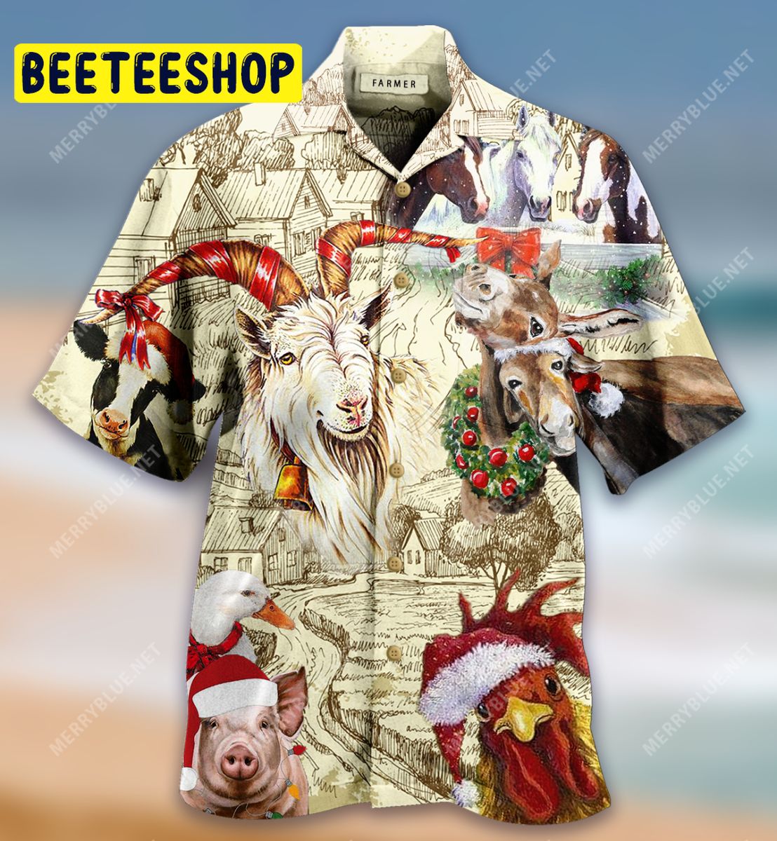 Christmas Begins On The Farm Unisex Trending Hawaiian Shirt-1