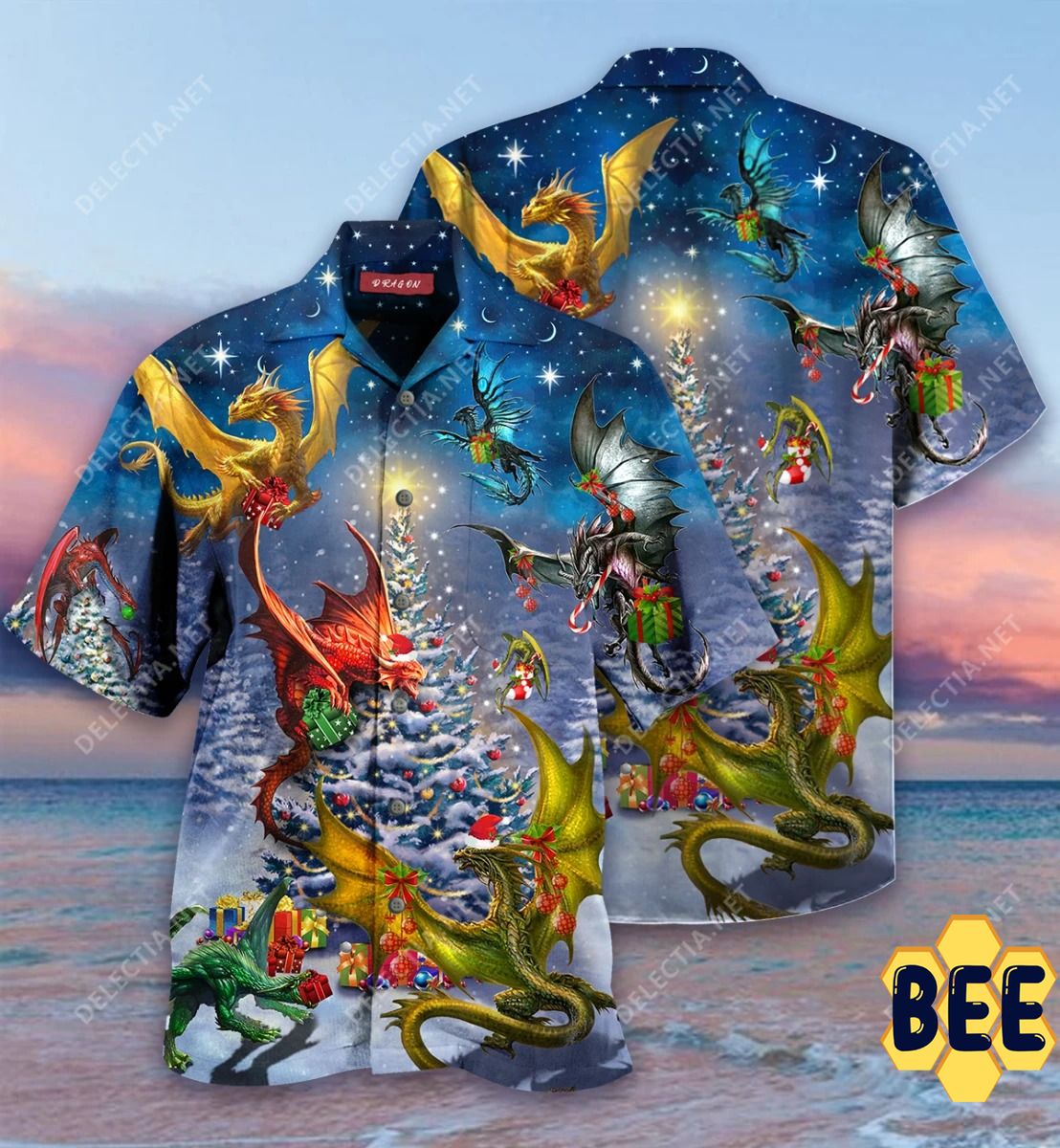 Christmas Dragon Family Reunion Trending Hawaiian Shirt-1