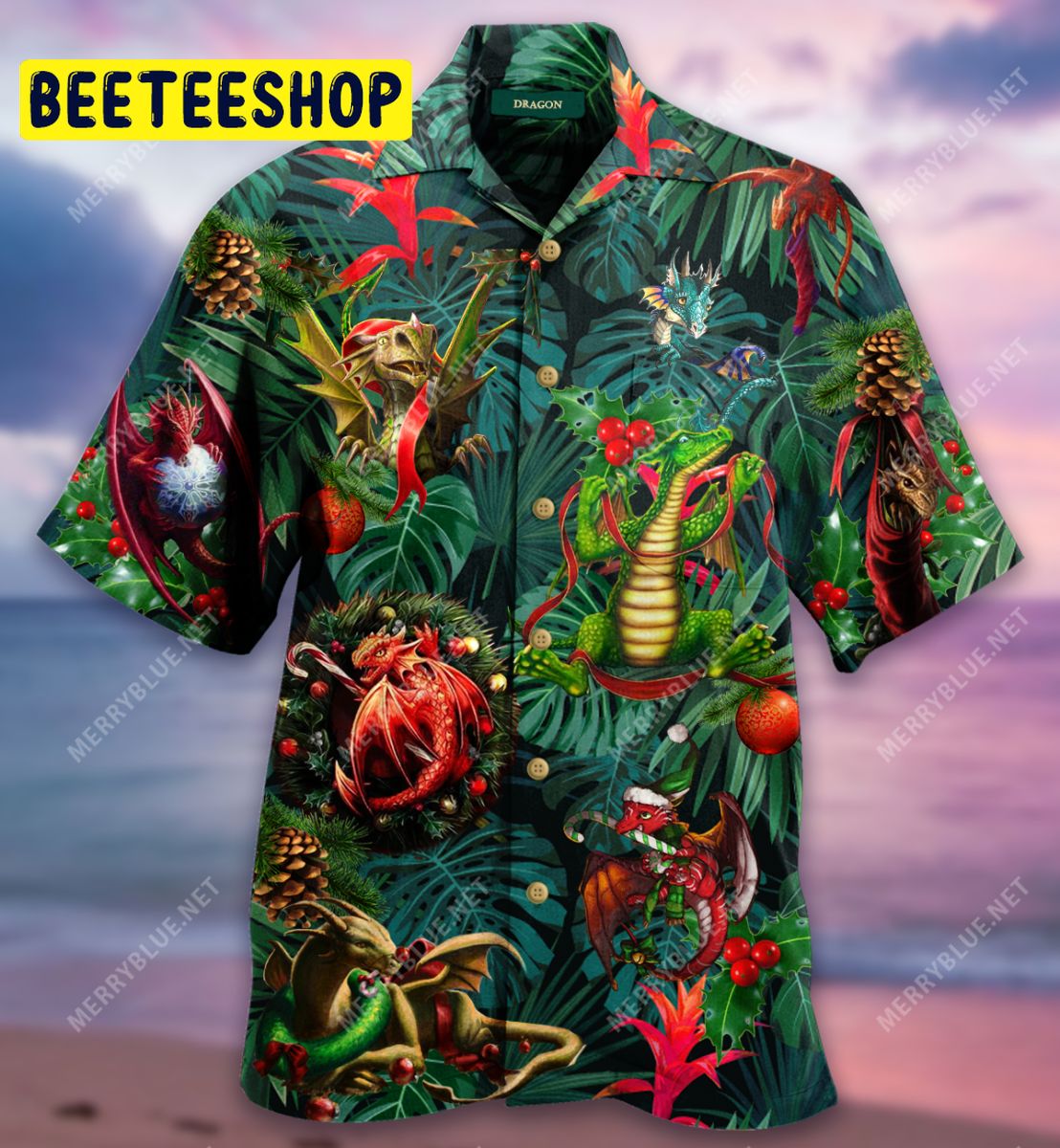 Christmas Dragon Unisex Trending Hawaiian Shirt-1