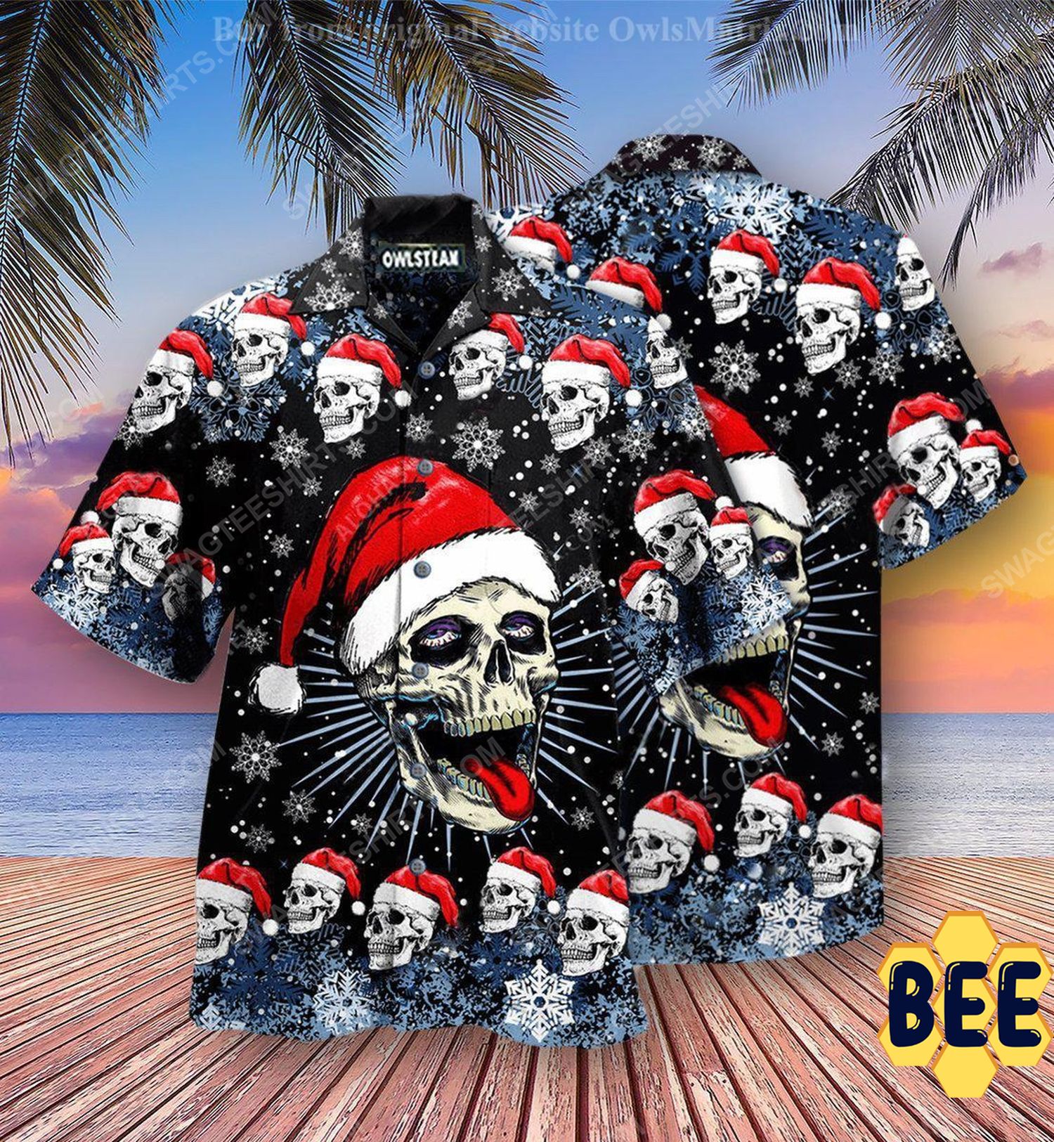 Christmas Holiday And Naughty Skull Full Print Trending Hawaiian Shirt-1