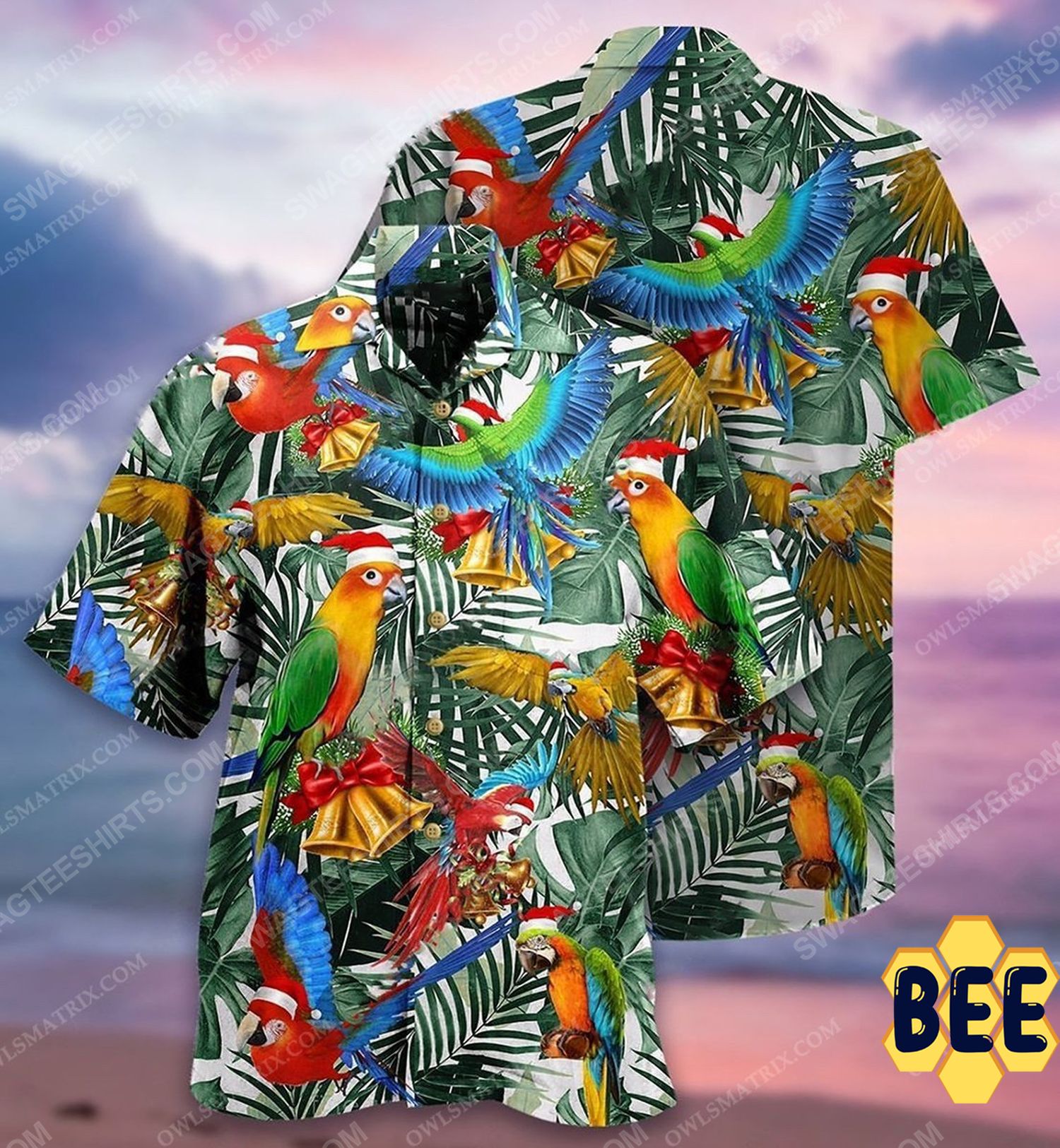 Christmas Holiday And Parrot Full Print Trending Hawaiian Shirt-1