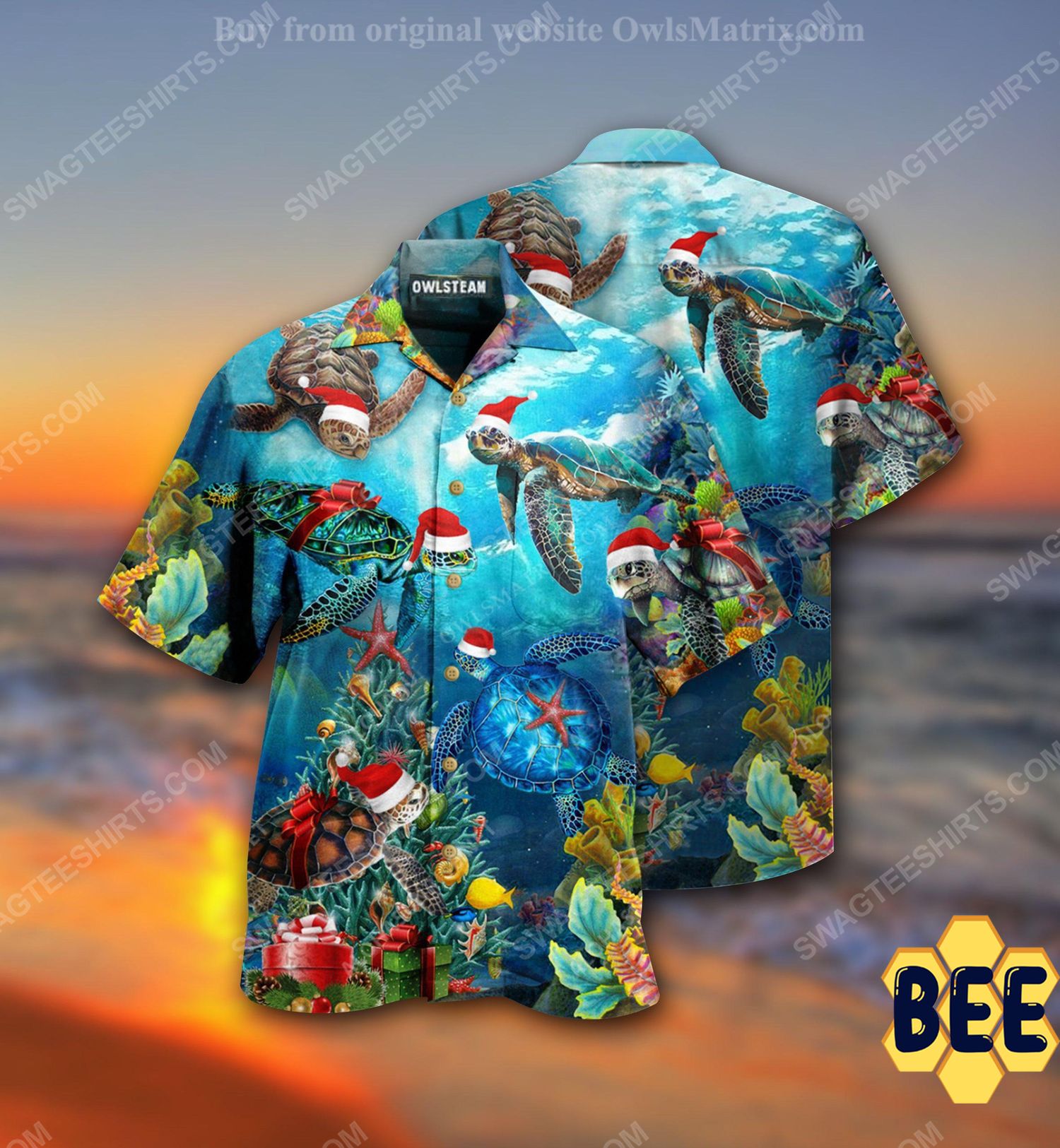 Christmas Holiday And Sea Turtle Full Print Trending Hawaiian Shirt-1