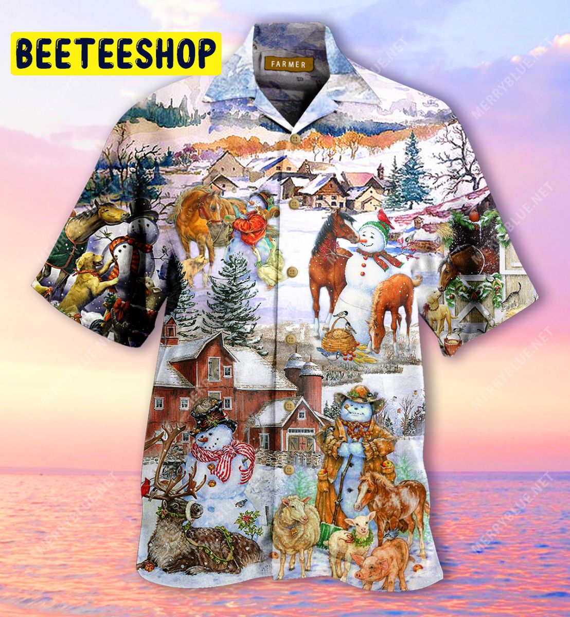 Christmas Is Better On Farm Unisex Trending Hawaiian Shirt-1