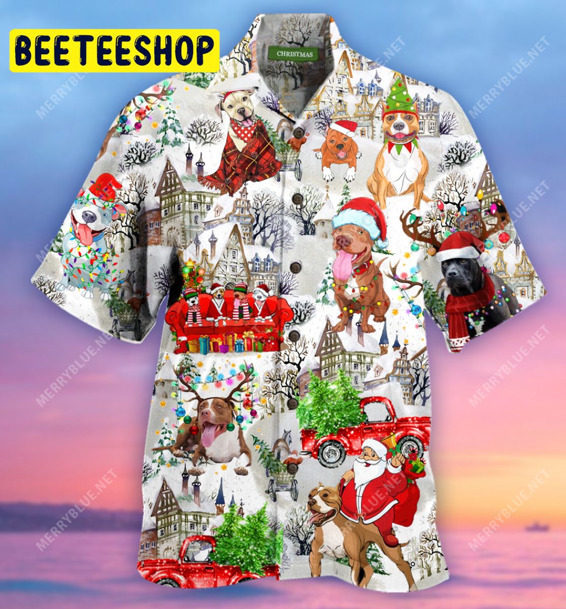 Christmas Pit Bulls Unisex Trending Hawaiian Shirt-1