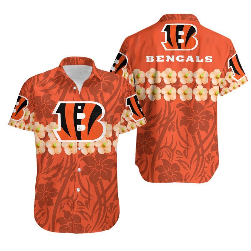 Cincinnati Bengals Flower And Logo Hawaiian Shirt For Fans-1