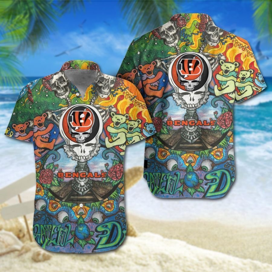 Cincinnati Bengals Grateful Dead Nfl Hawaiian Shirt For Fans-1