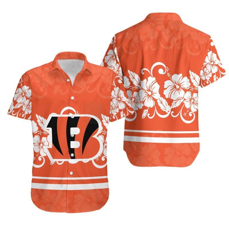 Cincinnati Bengals Hibiscus Flowers Hawaiian Shirt For Fans-1