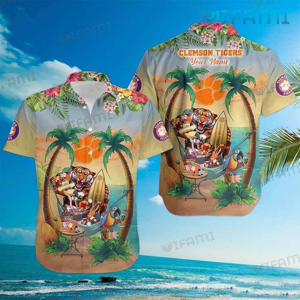 Clemson Tigers Hawaiian Shirt Mascot Custom Name Clemson Gift