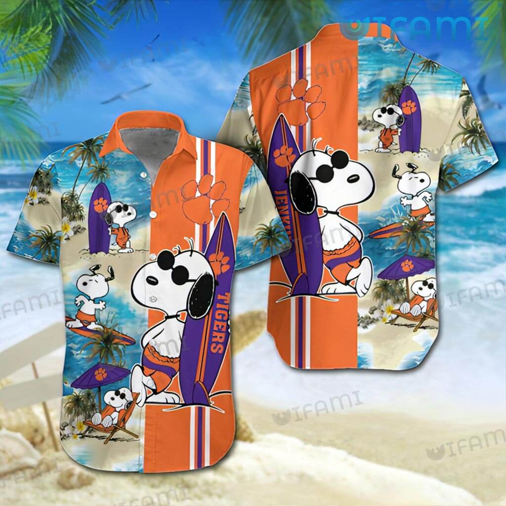 Clemson Tigers Hawaiian Shirt Snoopy Custom Name Clemson Gift