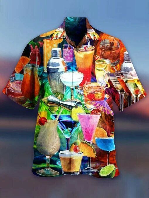 Cocktail 3d All Over Printed Hawaiian Shirts