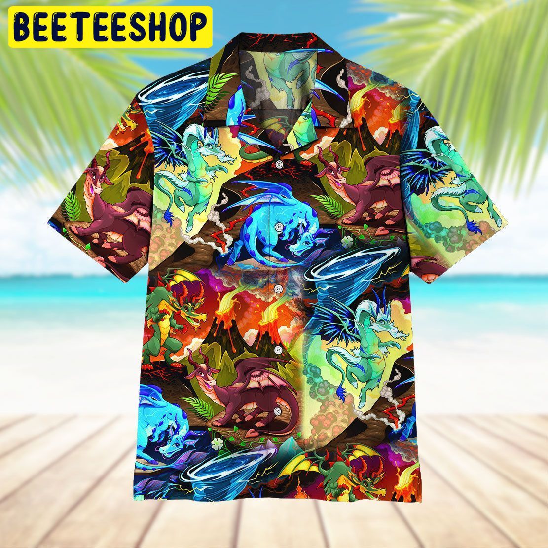 Color Art Dragon Trending Hawaiian Shirt-1