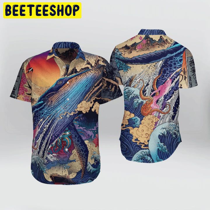 Color Art Japanese Aesthetic Ukiyoe Trending Hawaiian Shirt-1