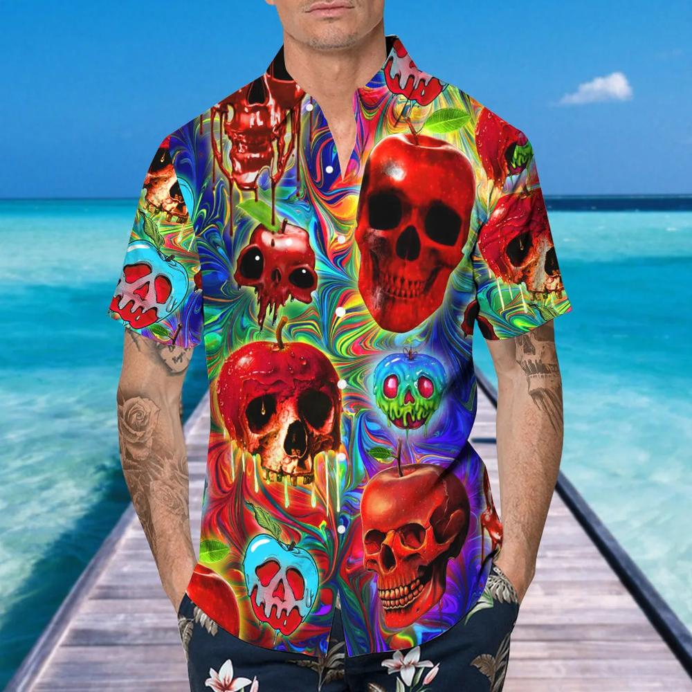 Colorful Alien Skull Hawaiian Shirt T