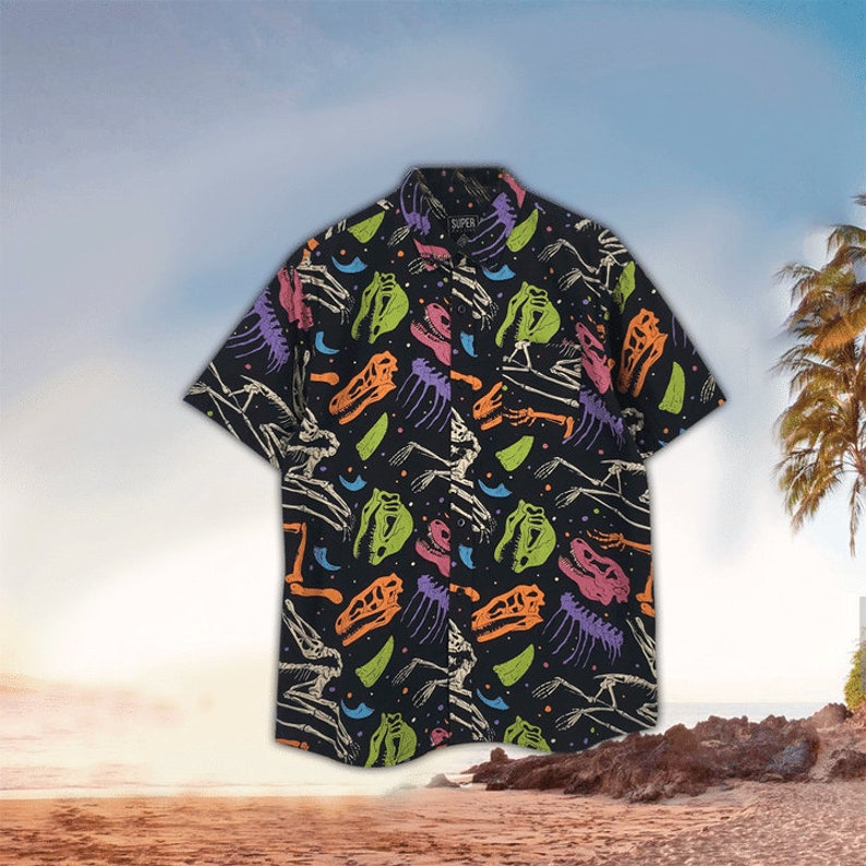 Colorful Dinosaur Skulls Hawaiian Shirt Dinosaurs Lovers Gifts