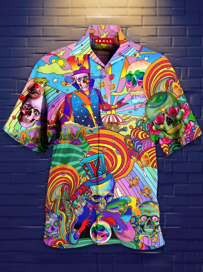 Colorful Magician Skulls Hawaiian Shirt