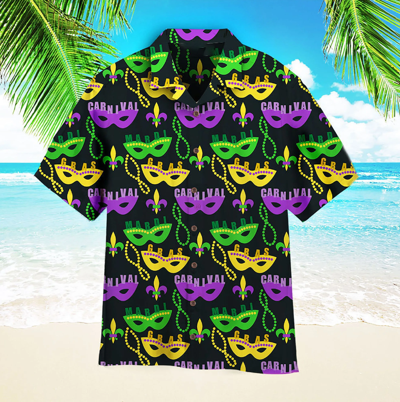 Colorful Mardi Gras Masks Hawaiian Shirt