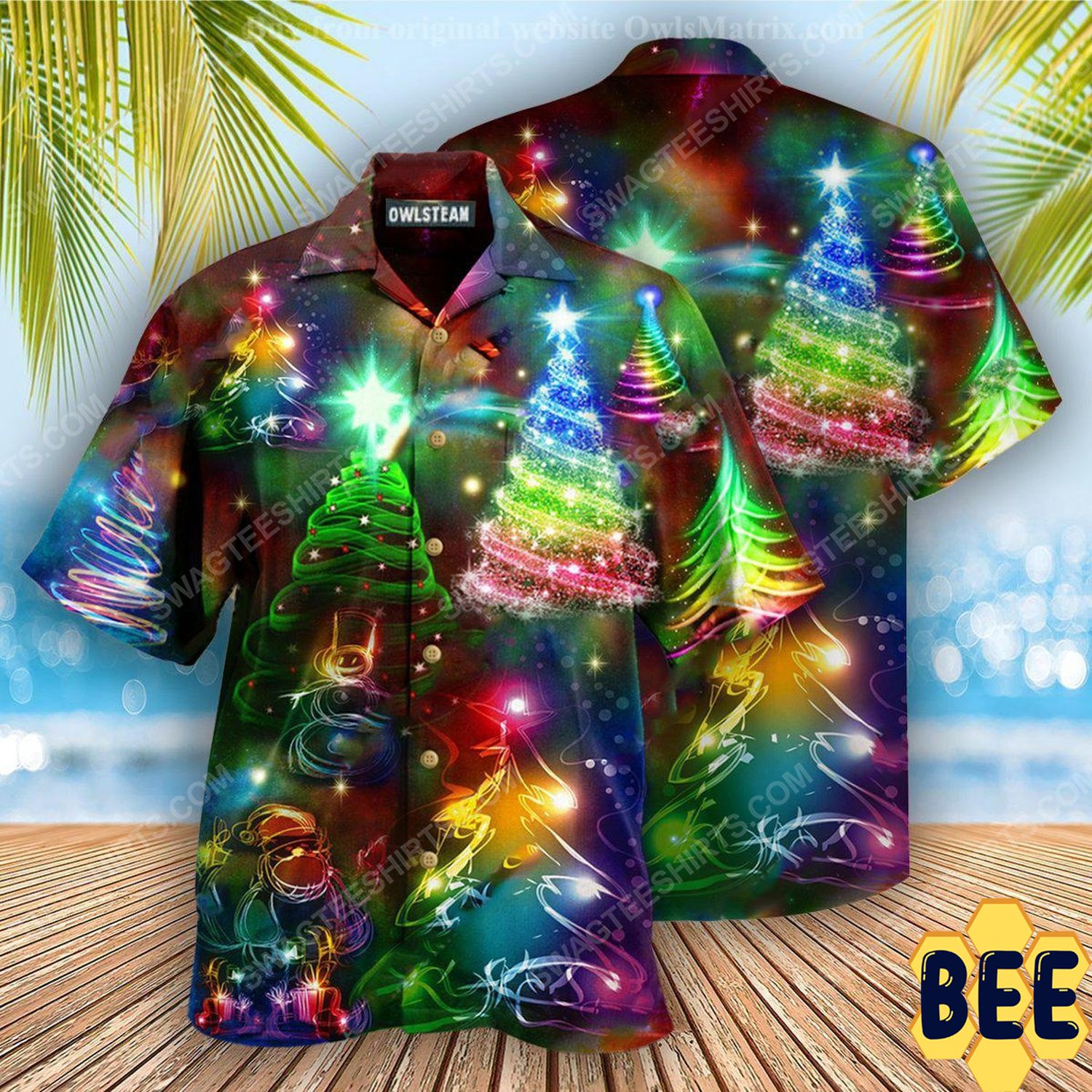 Colorful Neon Christmas Tree Full Print Trending Hawaiian Shirt-1