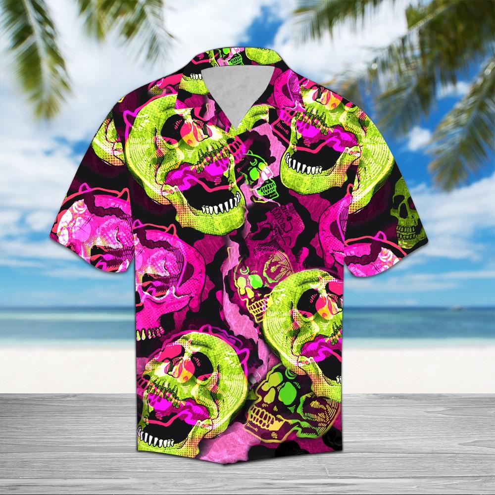 Colorful Skull Hawaiian Shirt Unisex Adult