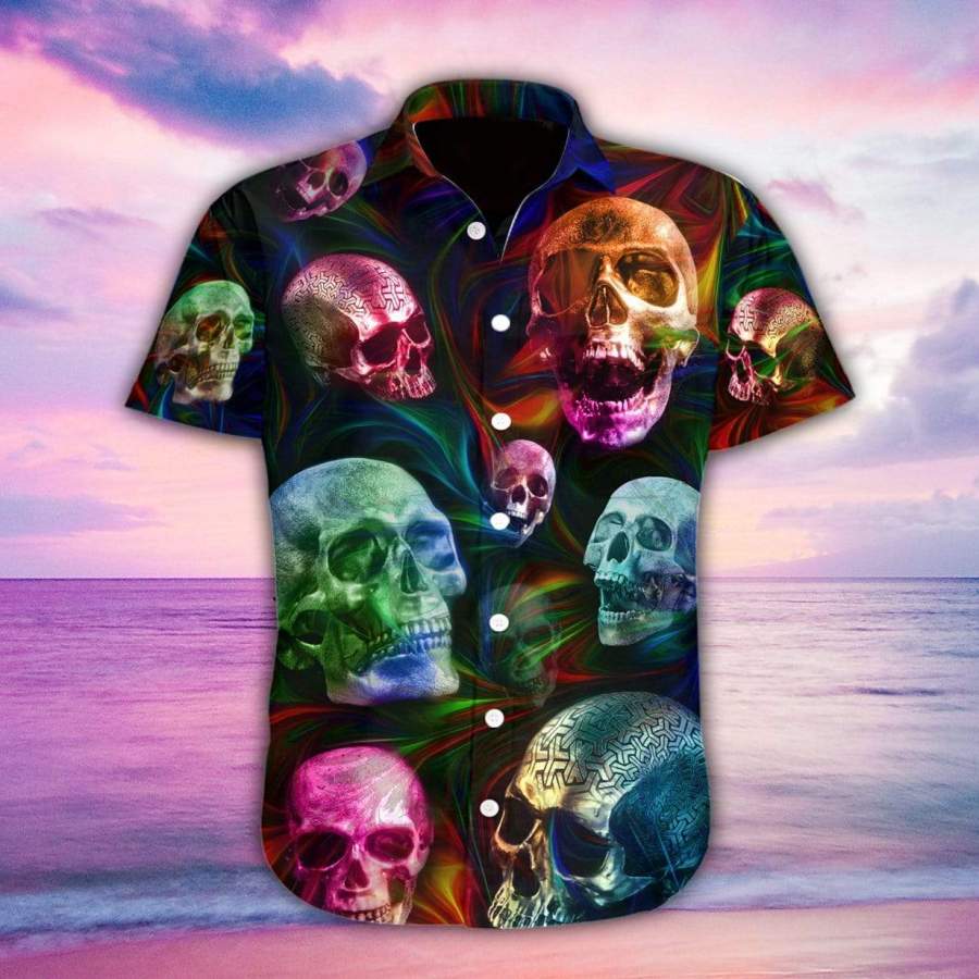 Colorful Skull Tropical Full Printing Hawaiian Shirt