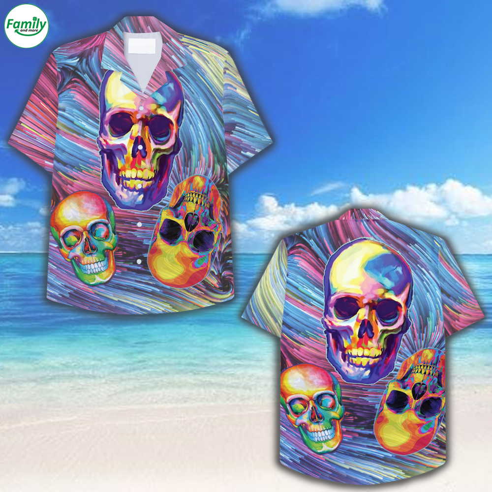 Colorful Skulls Hawaiian Shirt