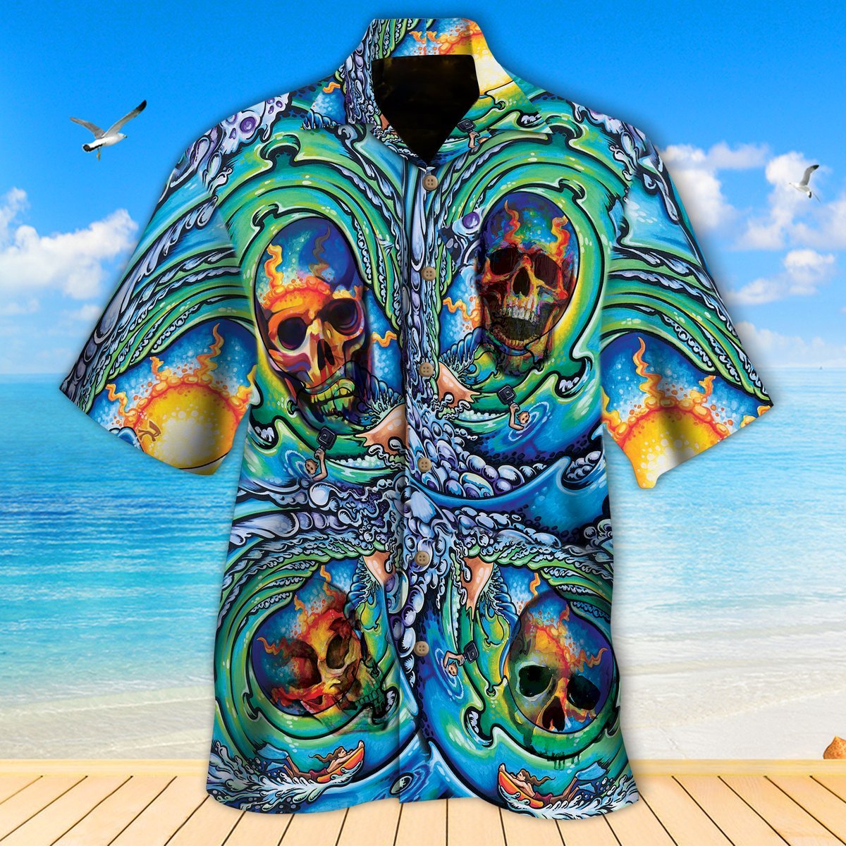 Colorful Skulls Hawaiian Shirt For Men Women Adult