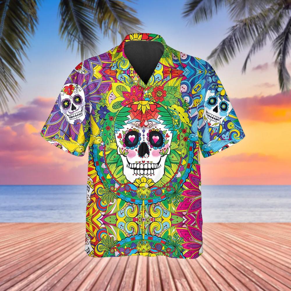 Colorful Sugar Skull Hawaiian Shirt This Trends Summer Beach Shirt